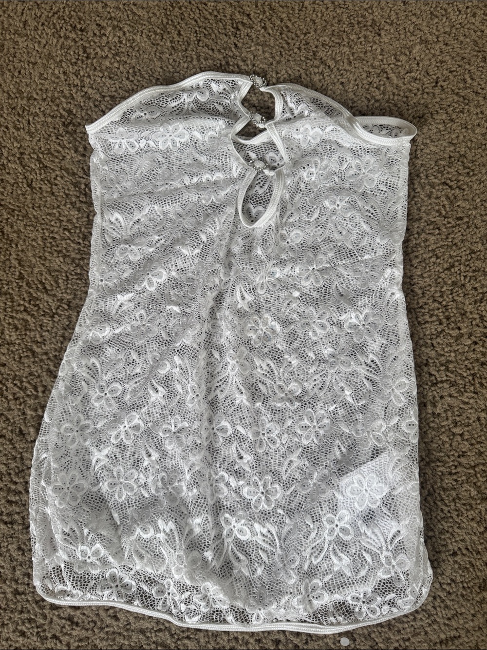 White Floral Lace Mini Dress